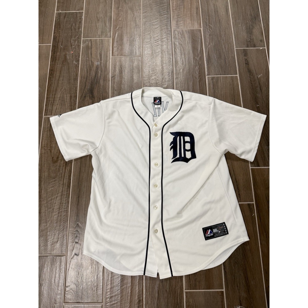 Mens Majestic MLB Detroit Tigers Alex Avila Jersey Home White Size XL